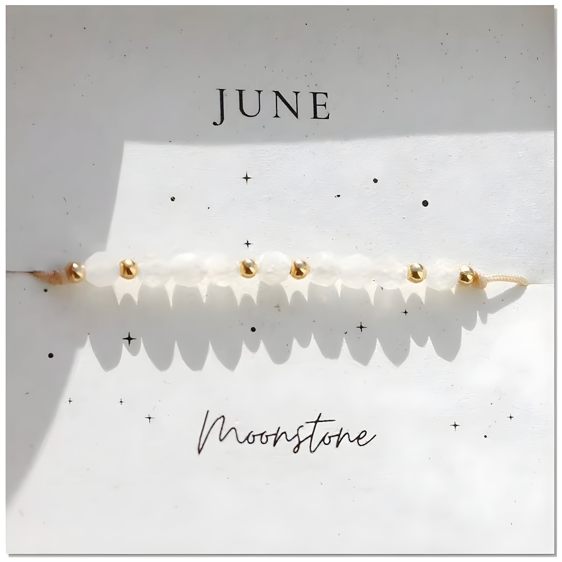 June Moonstone Birthstone Crystal — Adjustable Gold Bracelet Gift UK Manushaa Gems