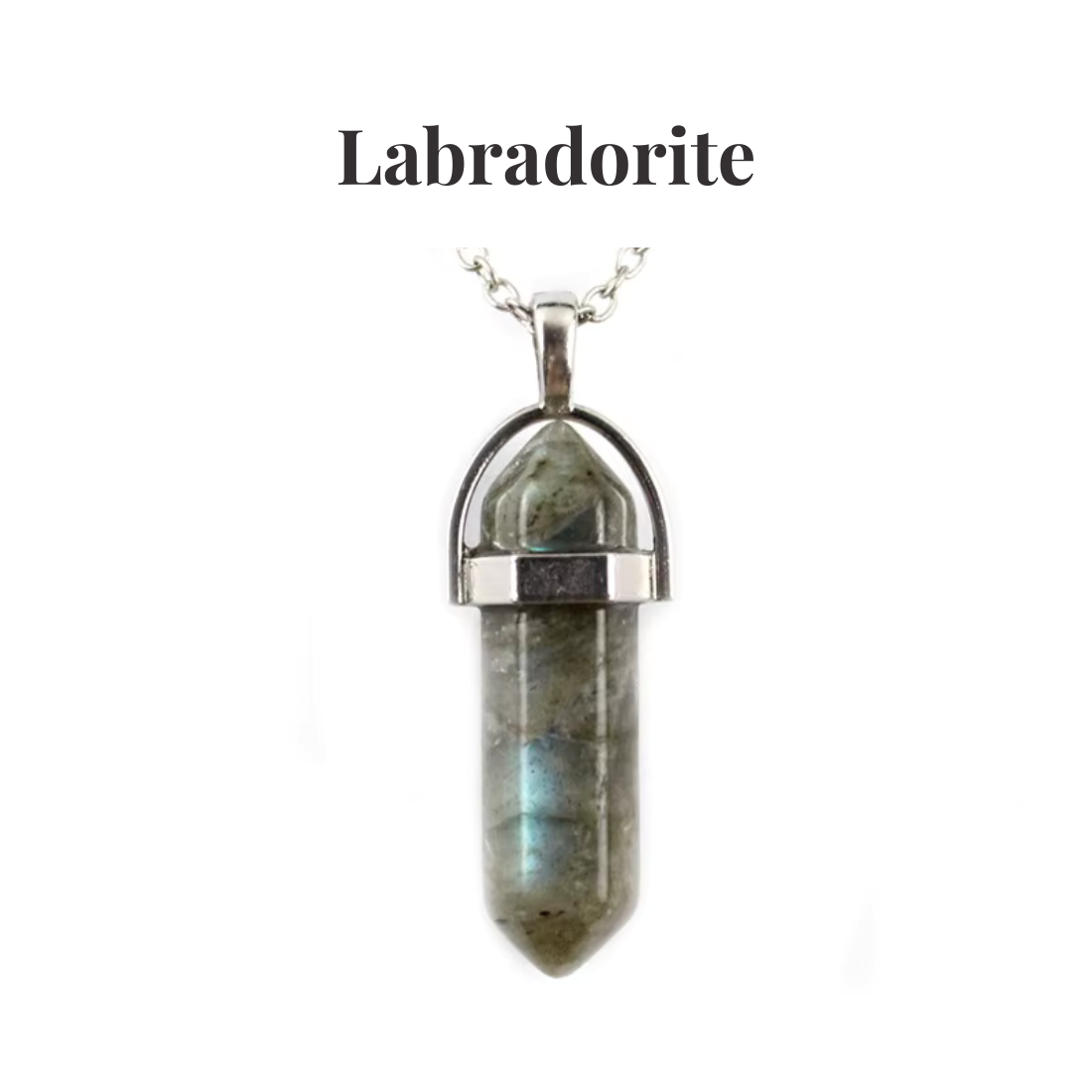 Labradorite Crystal Point Pendant Necklace Blue Flash Healing Gemstone Tower - Manushaa Gems UK