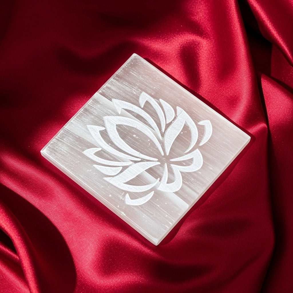 Lotus Selenite Plate natural — Crystal Cleansing Spiritual Gift UK Manushaa Gems