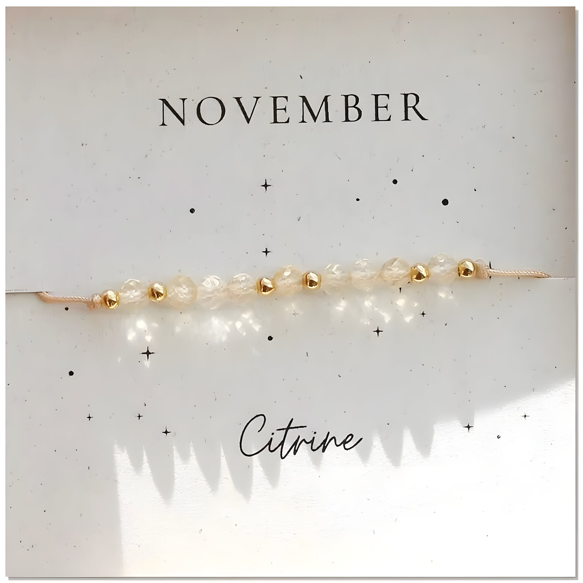 November Citrine Birthstone Crystal — Adjustable Gold Bracelet Gift UK Manushaa Gems