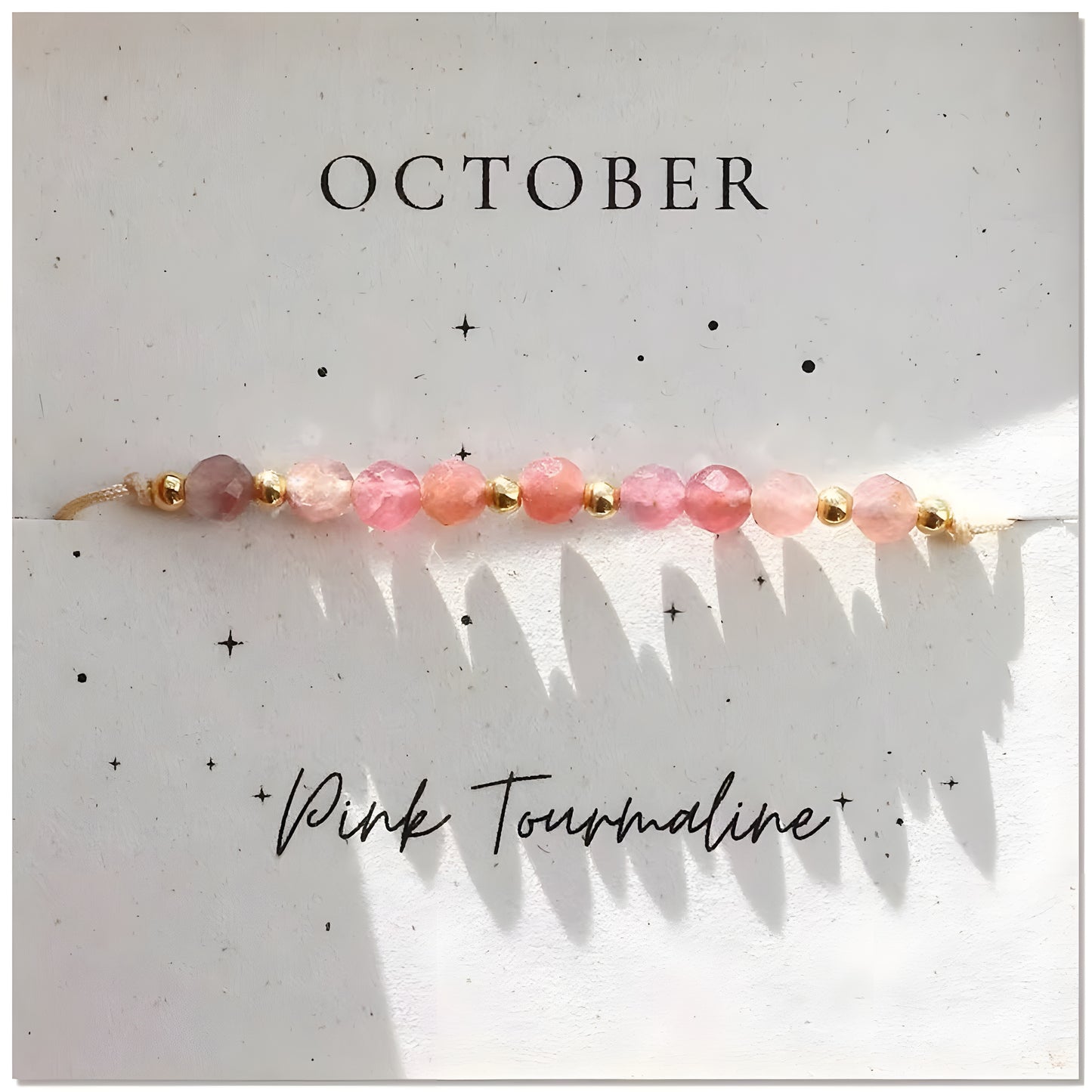 October Opal Birthstone Crystal Bracelet — Gold Adjustable Healing Gemstone Gift UK Manushaa Gems