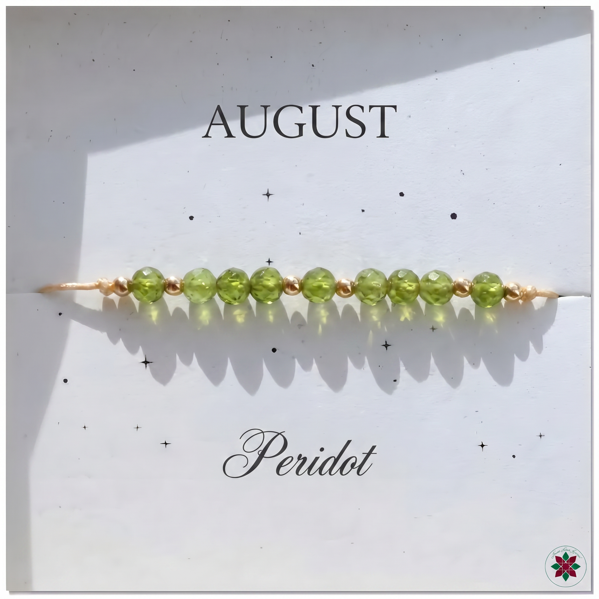 August Peridot Birthstone Crystal — Adjustable Gold Bracelet Gift UK Manushaa Gems