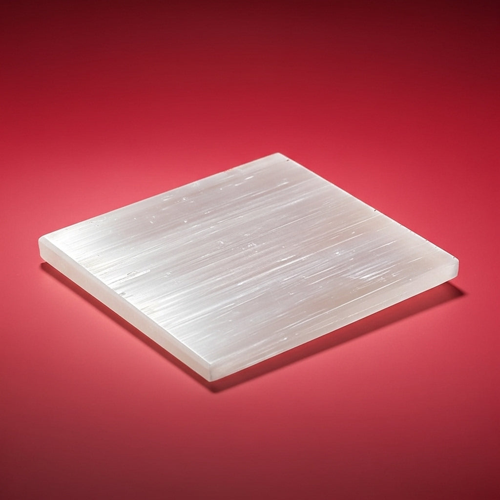 Plain Selenite Charging Plate — Crystal Cleansing Energy Charging Slab 3x3 UK Manushaa Gems