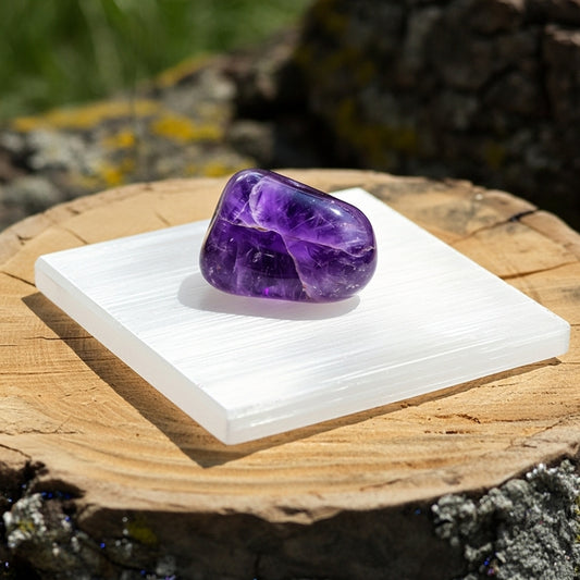 Plain Selenite Charging Plate with crystals — Crystal Cleansing Lifestyle UK Manushaa Gems