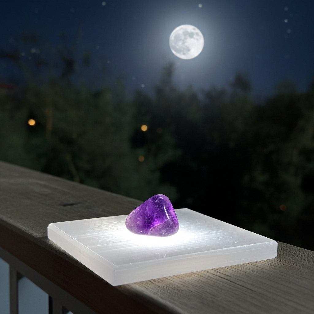 Plain Selenite Charging Plate front — Crystal Cleansing Spiritual Gift UK Manushaa Gems