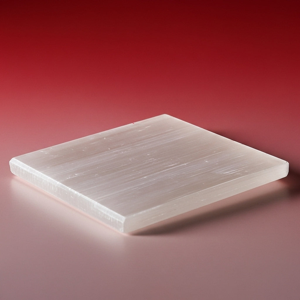 Plain Selenite Charging Plate natural light — Crystal Cleansing Energy Slab UK Manushaa Gems