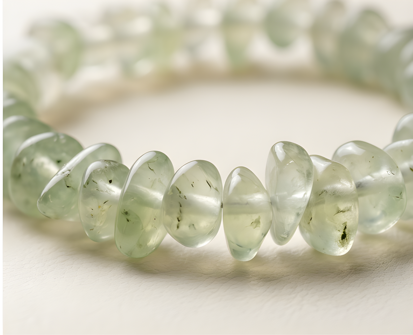 Prehnite Crystal Chip Bracelet | Healing, Inner Peace & Heart Connection