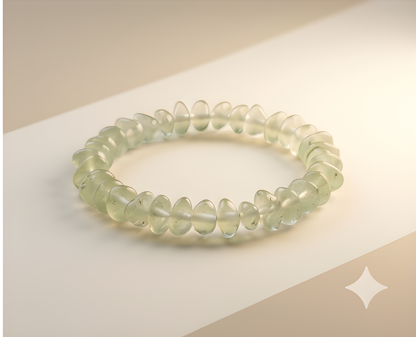 Prehnite Crystal Chip Bracelet | Healing, Inner Peace & Heart Connection