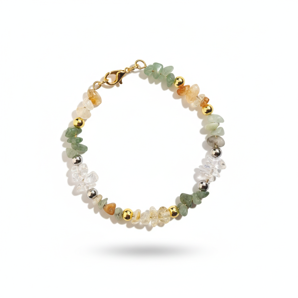 Prosperity Bloom Abundance Crystal Bracelet Green Aventurine Citrine Pyrite - Manushaa Gems UK