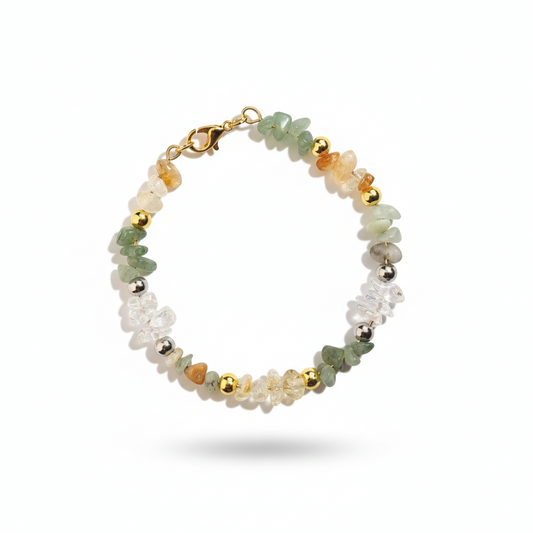 Prosperity Bloom Abundance Crystal Bracelet Green Aventurine Citrine Pyrite - Manushaa Gems UK