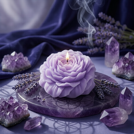 Intuition & Psychic Protection Peony Ritual Candle | Lavender | Third Eye Awakening