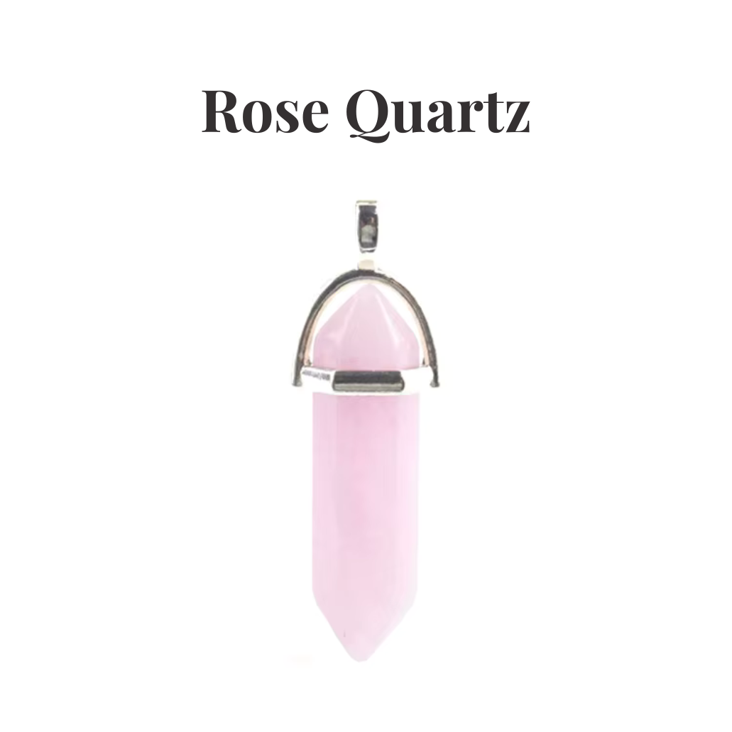 Rose Quartz Crystal Point Pendant Necklace Natural Healing Gemstone Tower - Manushaa Gems UK