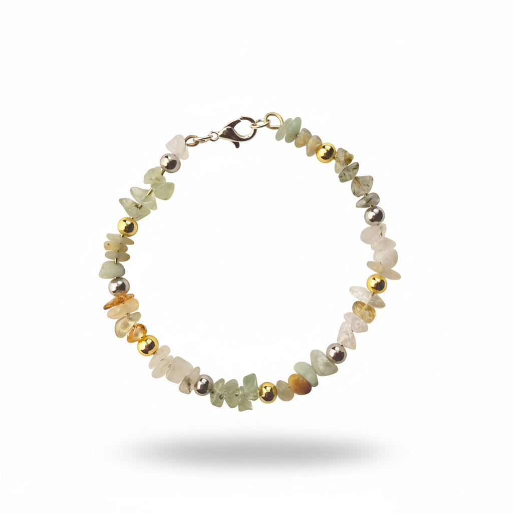 Serenity Flow Calming Crystal Bracelet Aquamarine Blue Lace Agate Lepidolite - Manushaa Gems UK