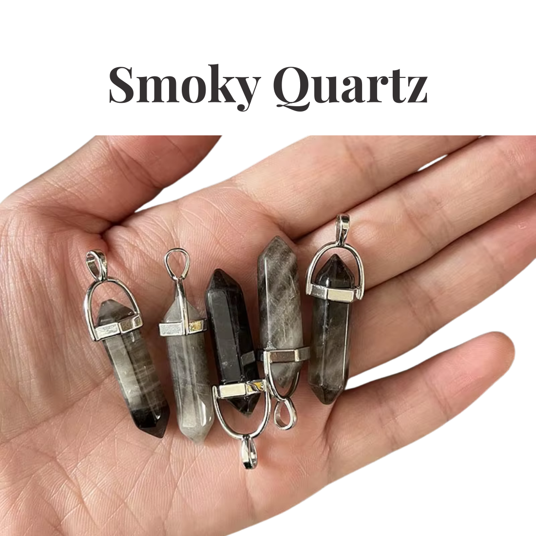 Smoky Quartz Crystal Point Pendant Necklace Natural Healing Gemstone Tower - Manushaa Gems UK