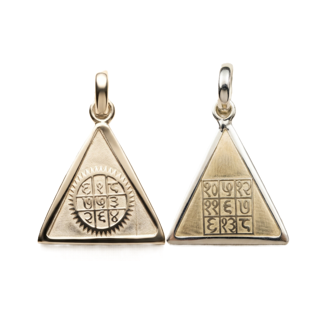 Surya Guru Yantra Silver Pendant — Sun Jupiter Planet Vedic Prosperity Jewellery UK Manushaa Gems