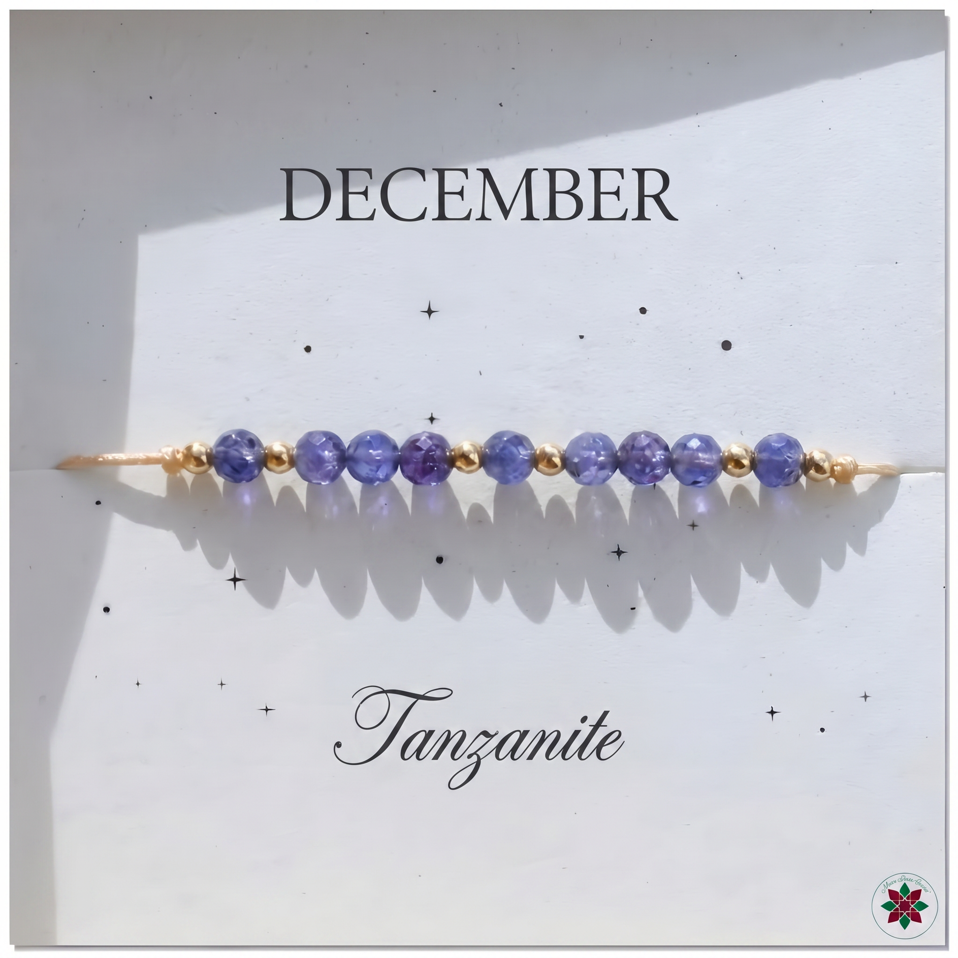 December Tanzanite Birthstone Crystal — Adjustable Gold Bracelet Gift UK Manushaa Gems