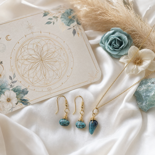 Turquoise Necklace & Earrings Gift Set | Manushaa Gems