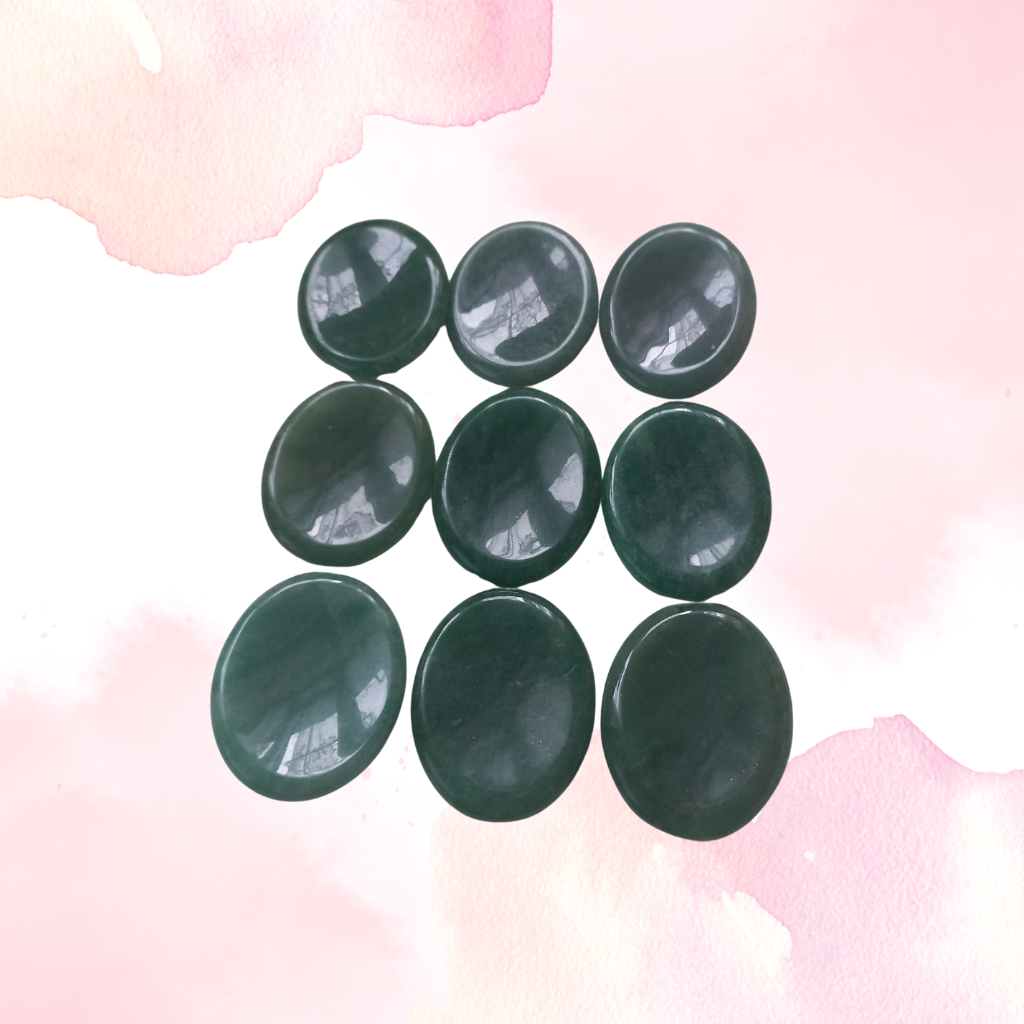 Green Aventurine Smooth Palm Stone close-up — Crystal Healing Gift UK Manushaa Gems