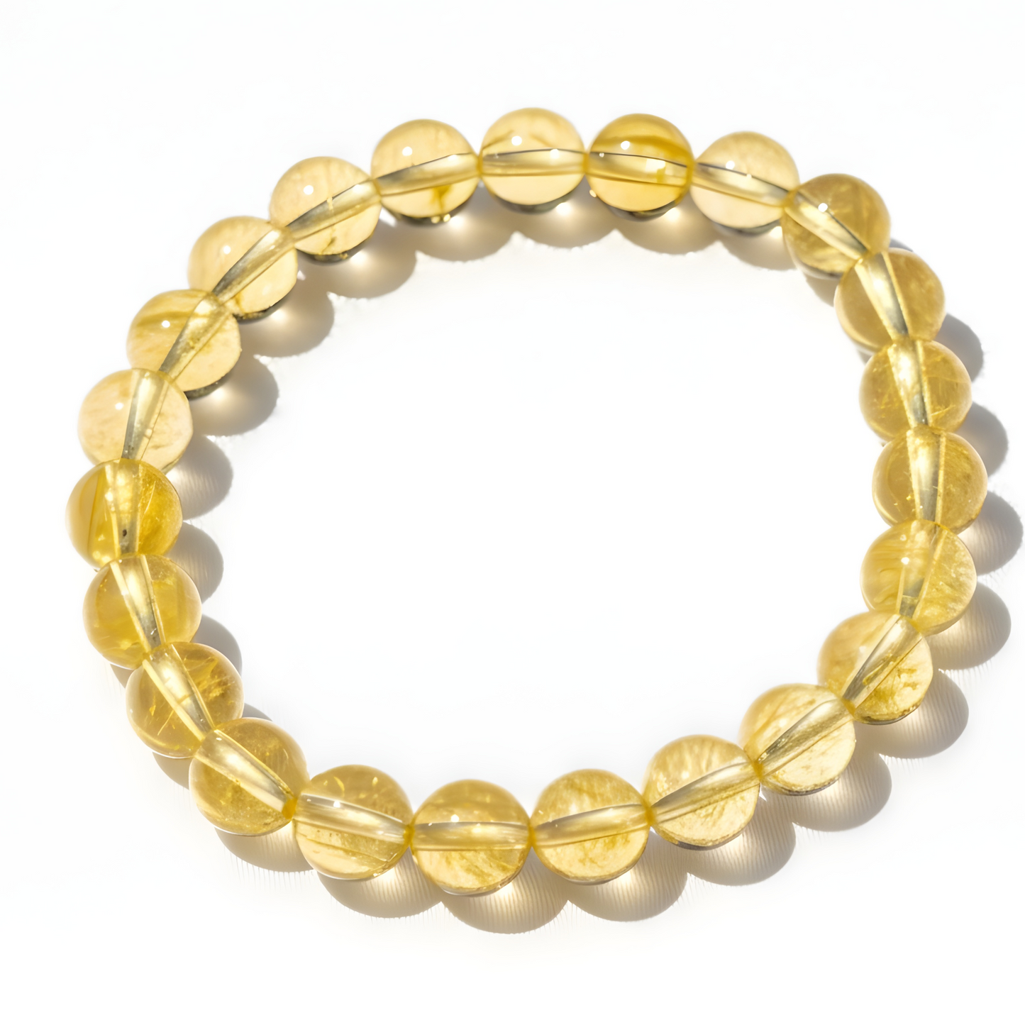 Citrine handmade crystal bracelet with 8mm golden yellow polished beads by Manushaa Gems