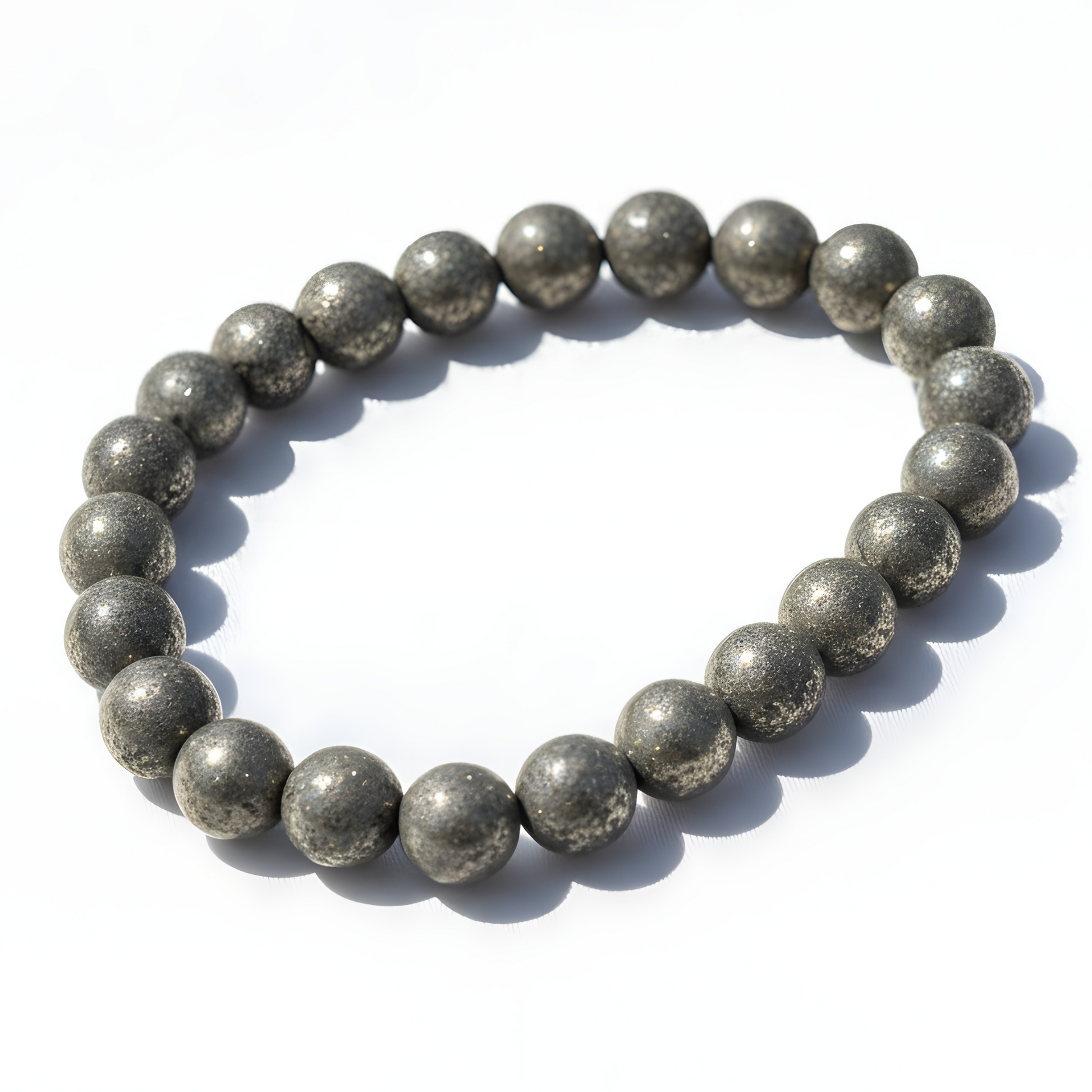 Real Pyrite Crystal Bracelet 8mm Natural Gemstone Stretch Bracelet - Manushaa Gems UK