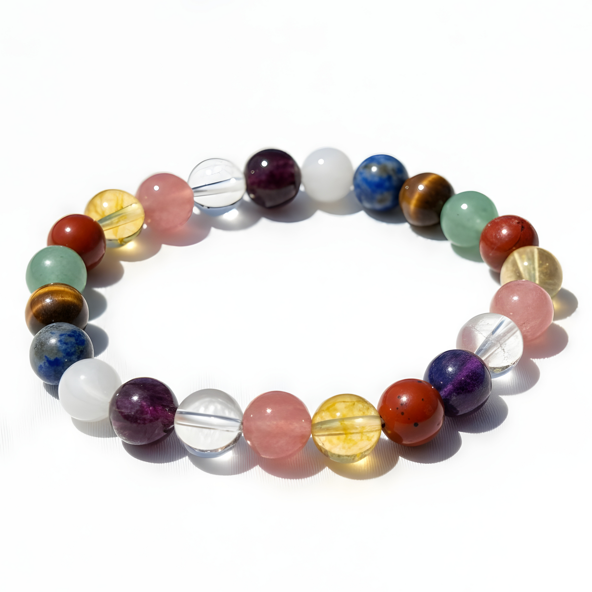 9 Planet Navagraha Crystal Bracelet 8mm Vedic Gemstone Stretch Bracelet - Manushaa Gems UK