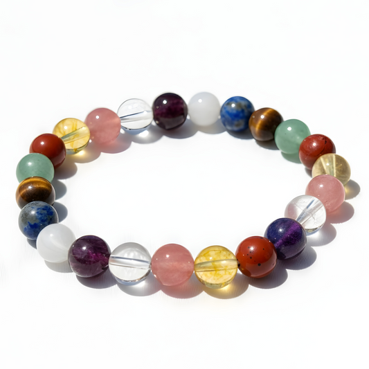 9 Planet Navagraha Crystal Bracelet 8mm Vedic Gemstone Stretch Bracelet - Manushaa Gems UK