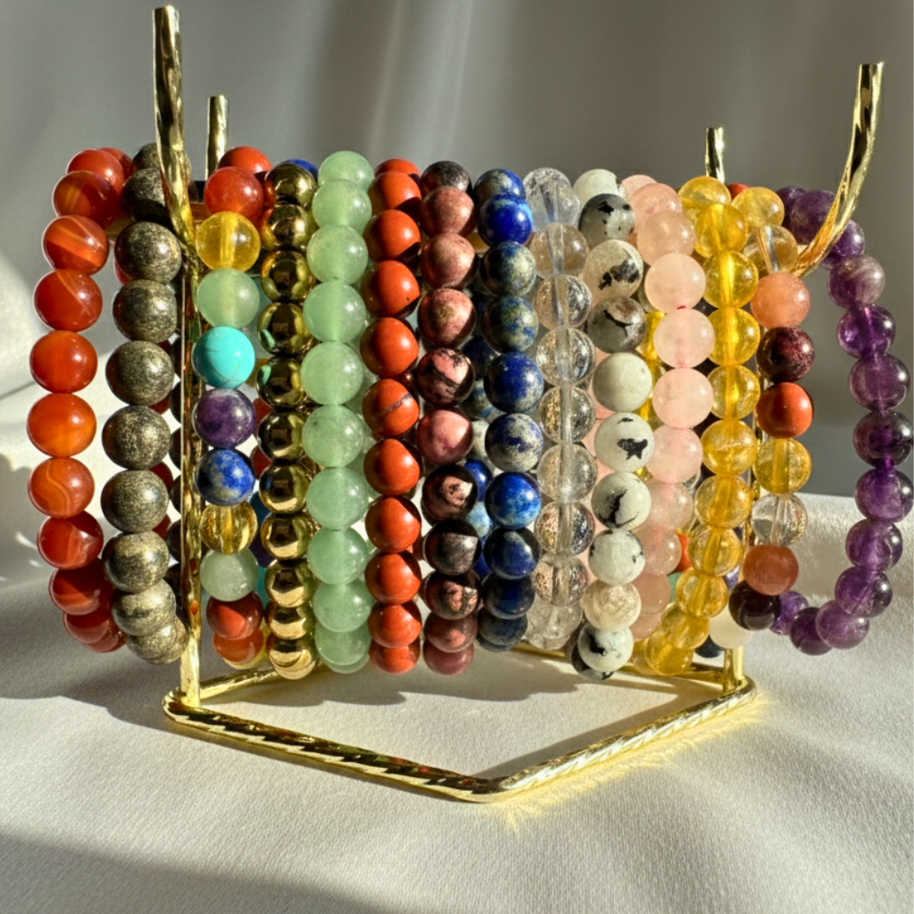 8mm Crystal Bead Bracelet Collection — Healing Gemstone Stretch Bracelets Manushaa Gems UK