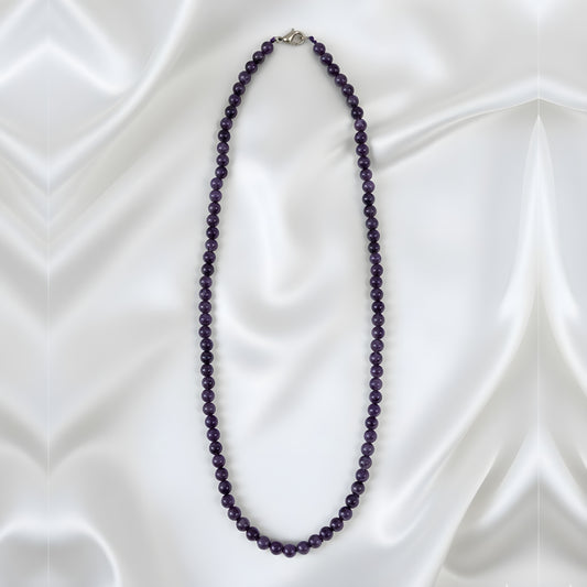 Amethyst Mala Necklace 108 Bead Natural Crystal Prayer Beads - Manushaa Gems UK