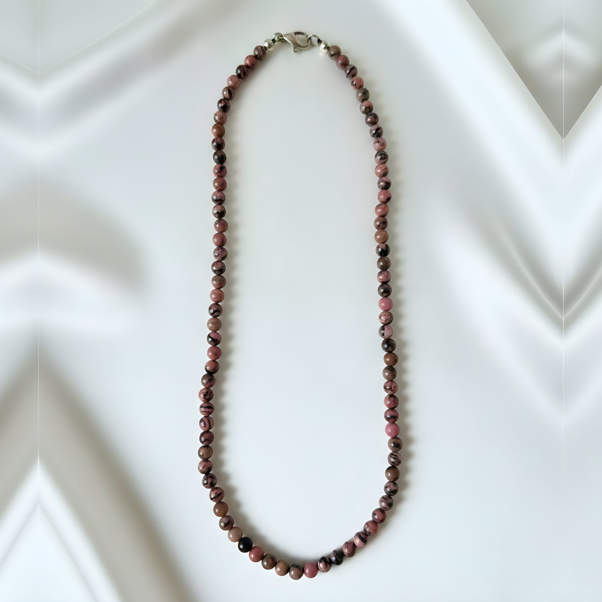 Rhodonite Mala Necklace 108 Bead Natural Crystal Prayer Beads - Manushaa Gems UK
