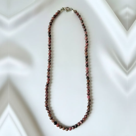 Rhodonite Mala Necklace 108 Bead Natural Crystal Prayer Beads - Manushaa Gems UK