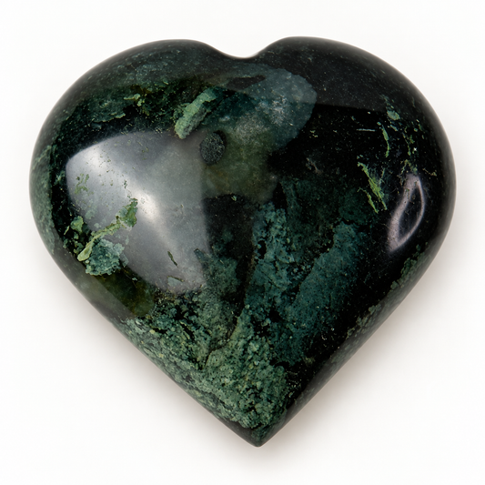 Moss Agate Heart Carving