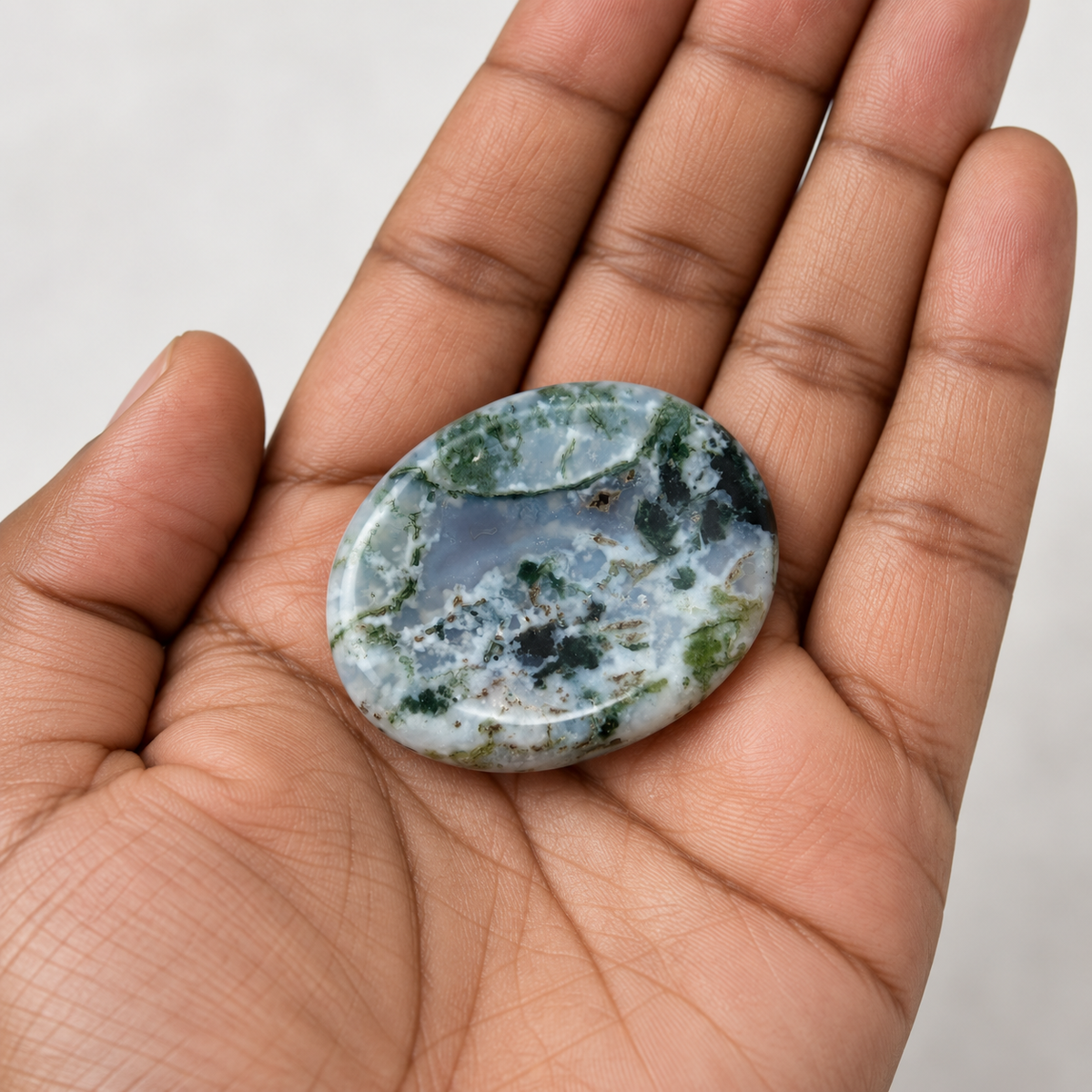 Moss Agate Worry / Thumb Stone