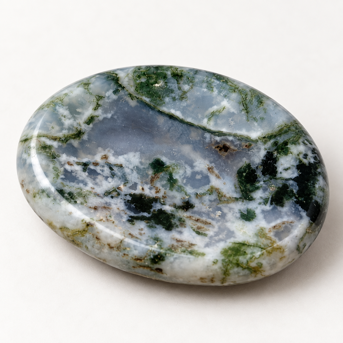 Moss Agate Worry / Thumb Stone