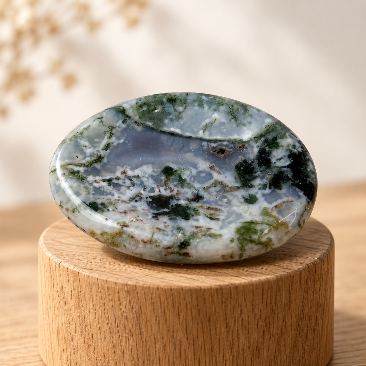 Moss Agate Worry / Thumb Stone