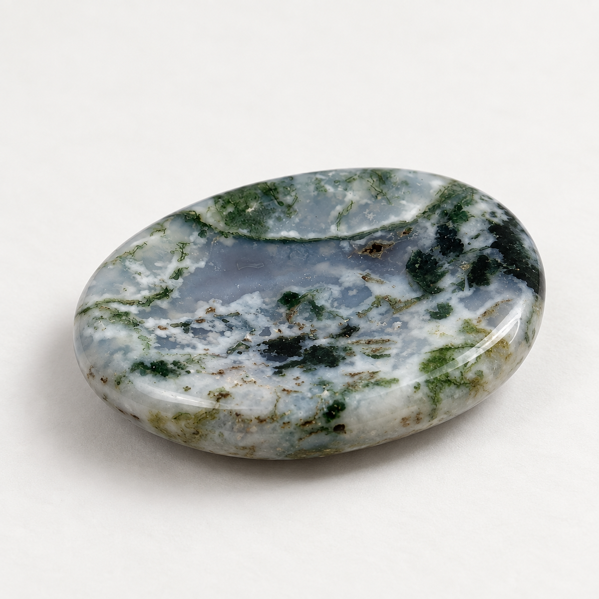Moss Agate Worry / Thumb Stone